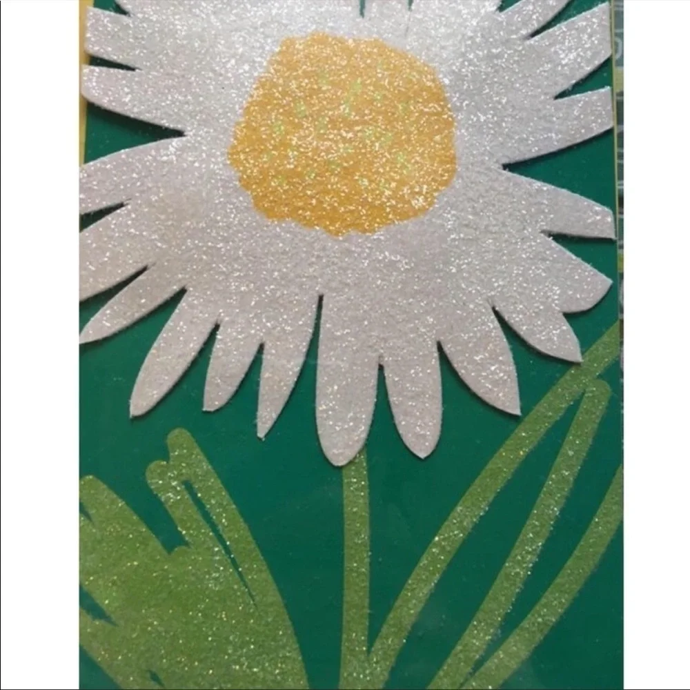 Handmade Greeting Cards Blank Glitter Daisy Flower Birthday Cupcakes Set of 3
